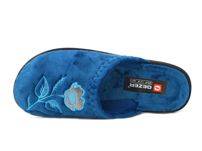 Gezer Zenne 16587.00 Nakışlı Traşlı Ev Terliği Petrol Mavisi - Gezer (1)