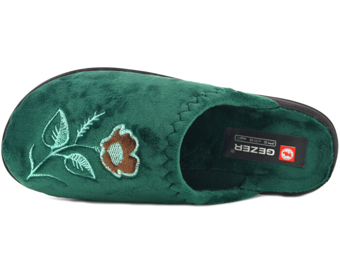 Gezer Zenne 16587.00 Nakışlı Traşlı Ev Terliği Petrol Yeşili - Gezer (1)