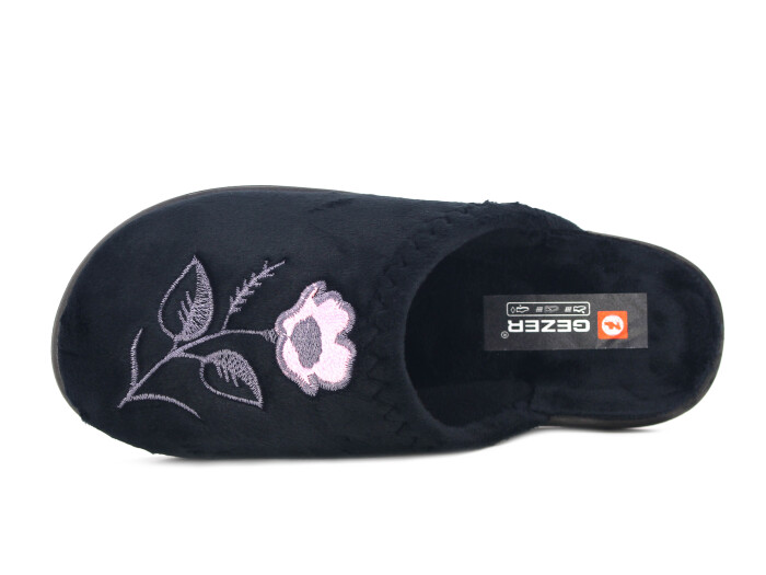 Gezer Zenne 16587.00 Nakışlı Traşlı Ev Terliği Siyah - Gezer (1)