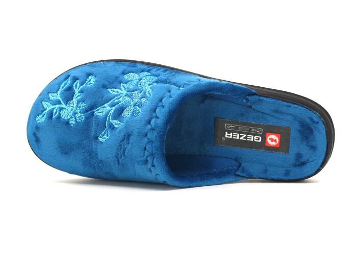 Gezer Zenne 16588.00 Nakışlı Traşlı Ev Terliği Petrol Mavisi - Gezer (1)