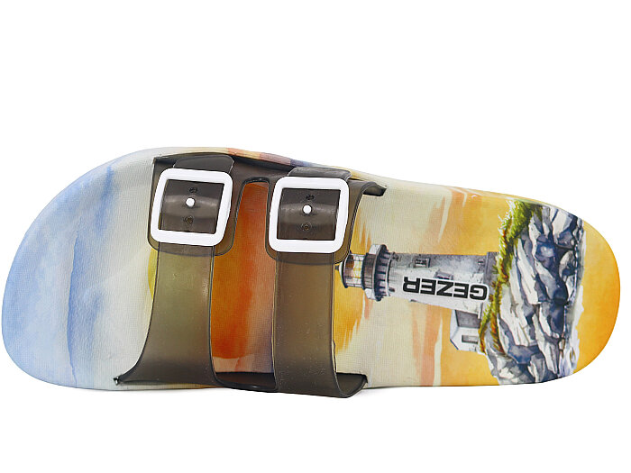 Gezer Zenne 16732.00 Air Blow Kaydırmaz Terlik Şeffaf Siyah - Mavi - Beyaz - 2