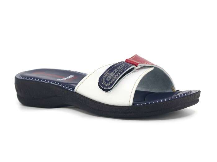 Gezer Zenne 08727.01 Tek Cırtlı Prenses Günlük Terlik Lacivert - Beyaz - Kırmızı - Gezer