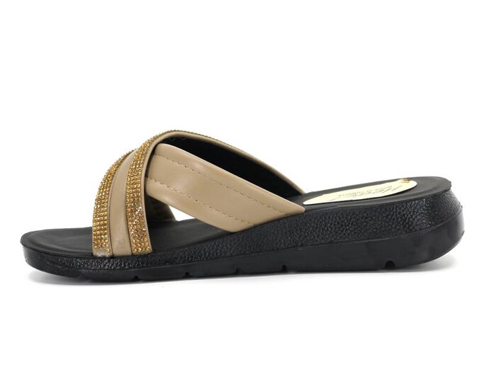 Hedef Zenne 2406 Çapraz Taşlı Kutulu Günlük Terlik Vizon - Hedef (1)