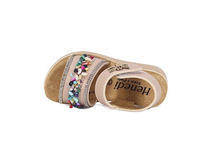 Henedi Bebe B-973 Taşlı Sandalet Bej - Henedi (1)