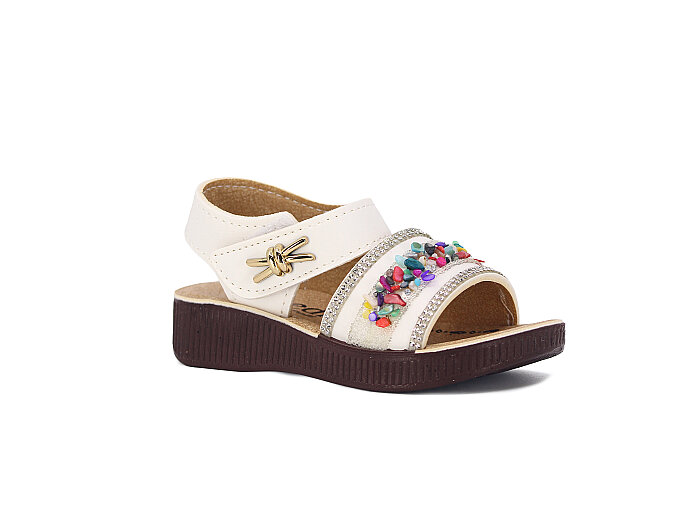 Henedi Bebe B-973 Taşlı Sandalet Beyaz - 1