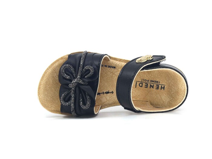 Henedi Filet 918 Taşlı Sandalet Siyah