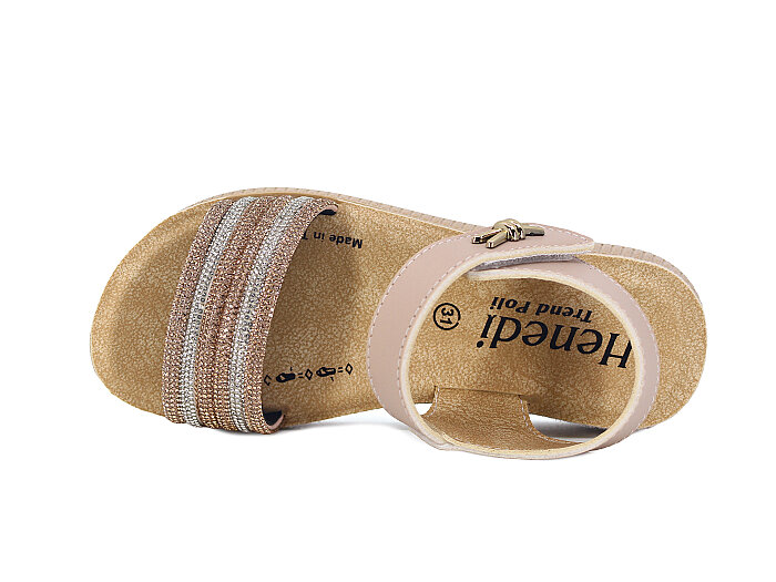 Henedi Filet F-913 Taşlı Sandalet Bej - Henedi (1)
