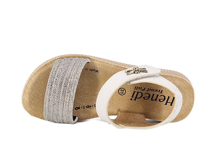 Henedi Filet F-913 Taşlı Sandalet Beyaz - 2