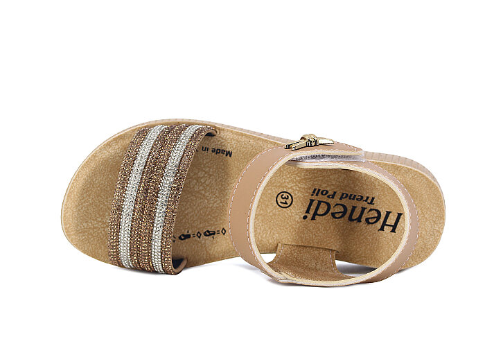 Henedi Filet F-913 Taşlı Sandalet Camel - Henedi (1)