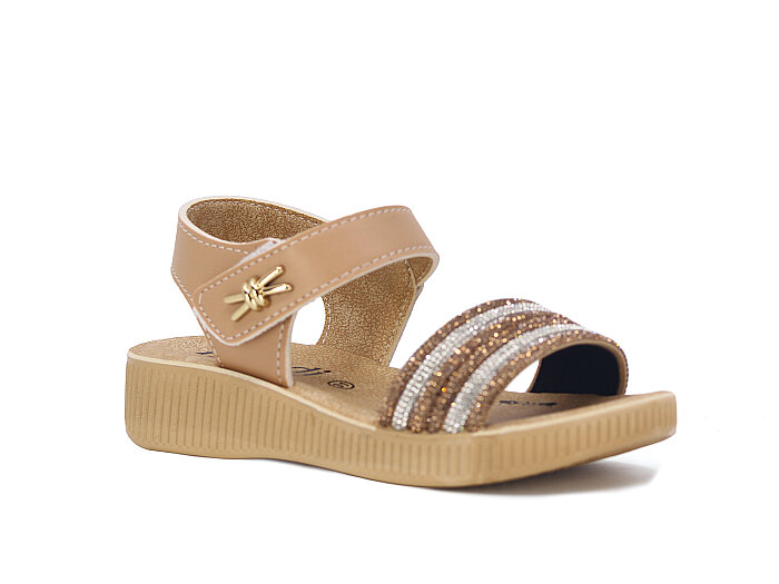 Henedi Filet F-913 Taşlı Sandalet Camel - 1