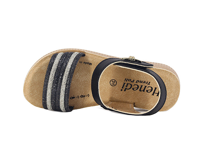 Henedi Filet F-913 Taşlı Sandalet Siyah - Henedi (1)