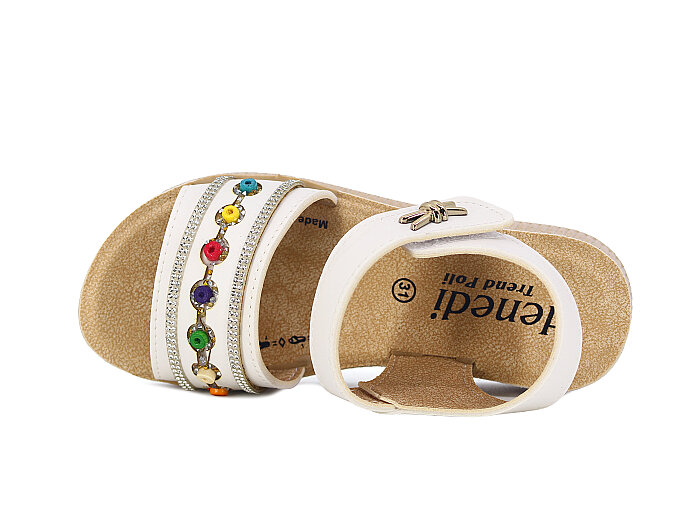 Henedi Filet F-951 Taşlı Sandalet Beyaz - 2