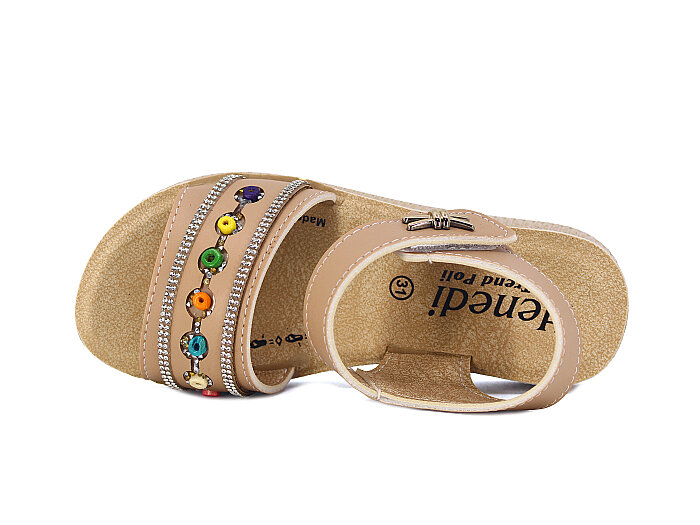 Henedi Filet F-951 Taşlı Sandalet Camel - 2