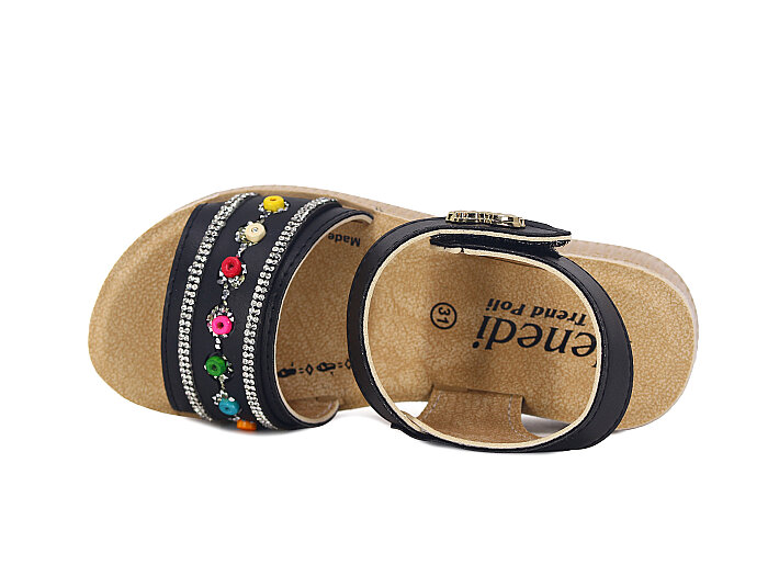 Henedi Filet F-951 Taşlı Sandalet Siyah - Henedi (1)