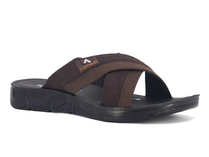 Henedi Merdane M-119 Çapraz Bantlı Poşetli Günlük Terlik Kahve - Henedi