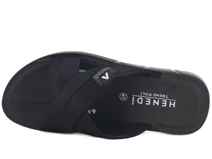 Henedi Merdane M-119 Çapraz Bantlı Poşetli Günlük Terlik Siyah - Henedi (1)