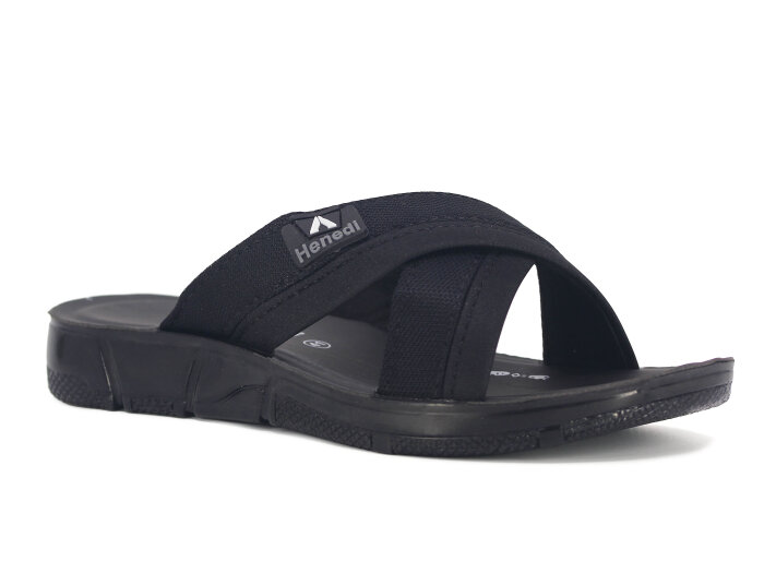 Henedi Merdane M-119 Çapraz Bantlı Poşetli Günlük Terlik Siyah - Henedi