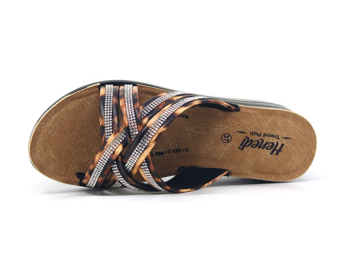 Henedi Zenne 2767 Çapraz Geçmeli Taşlı Ayna Bantlı Kutulu Günlük Terlik Bal - Henedi (1)