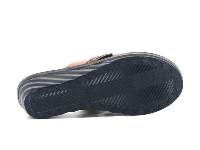 Henedi Zenne 2572 Çapraz Taşlı Ayna Bantlı Kutulu Günlük Terlik Bronz - 3