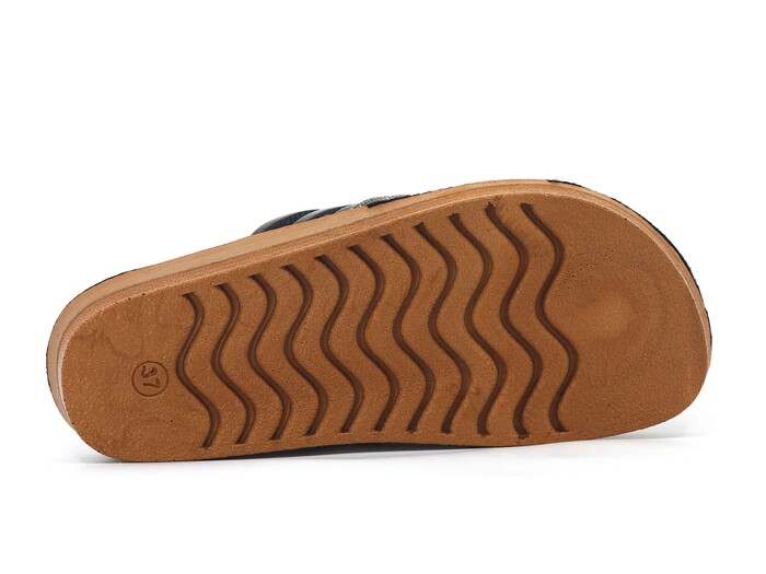 Henedi Zenne 3137 Çift Bant Taşlı Kutulu Günlük Terlik Siyah - Füme - 3