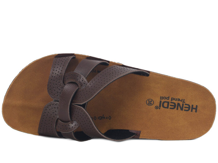 Henedi Zenne Z-3149 Comfort Geçmeli Kutulu Günlük Terlik Kahve - Henedi (1)