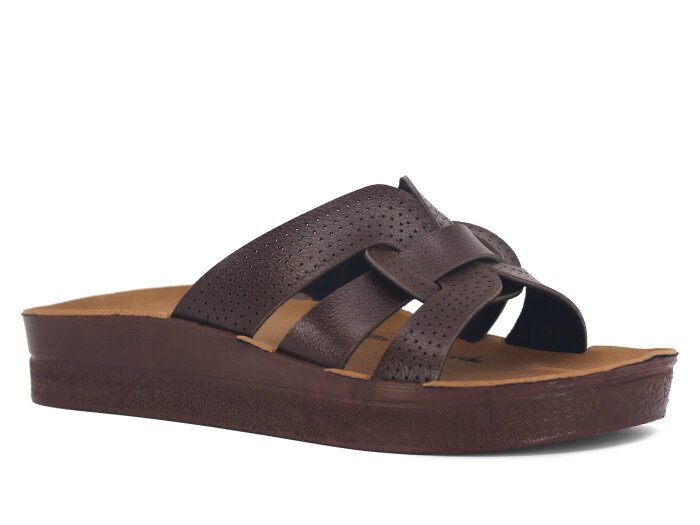 Henedi Zenne Z-3149 Comfort Geçmeli Kutulu Günlük Terlik Kahve - Henedi