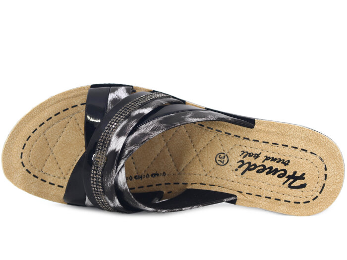 Henedi Zenne Z-3502 Çapraz Geçmeli Taşlı Ayna Bantlı Kutulu Günlük Terlik Siyah - Henedi (1)