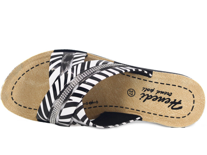 Henedi Zenne Z-3503 Geçmeli Taşlı Ayna Bantlı Kutulu Günlük Terlik Beyaz - 2