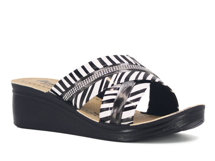 Henedi Zenne Z-3503 Geçmeli Taşlı Ayna Bantlı Kutulu Günlük Terlik Beyaz - Henedi