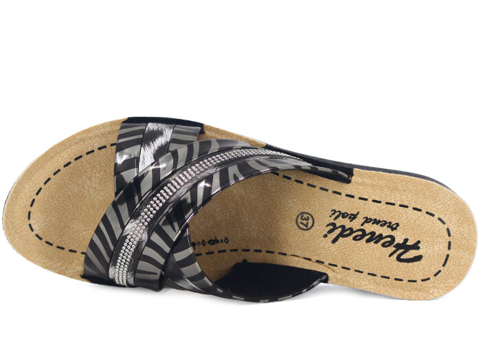 Henedi Zenne Z-3503 Geçmeli Taşlı Ayna Bantlı Kutulu Günlük Terlik Siyah - 2