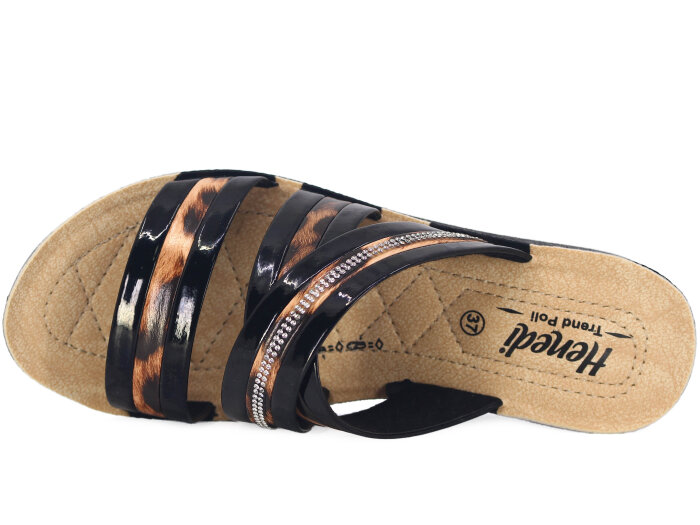 Henedi Zenne Z-3509 Geçmeli Taşlı Ayna Bantlı Kutulu Günlük Terlik Siyah - Henedi (1)