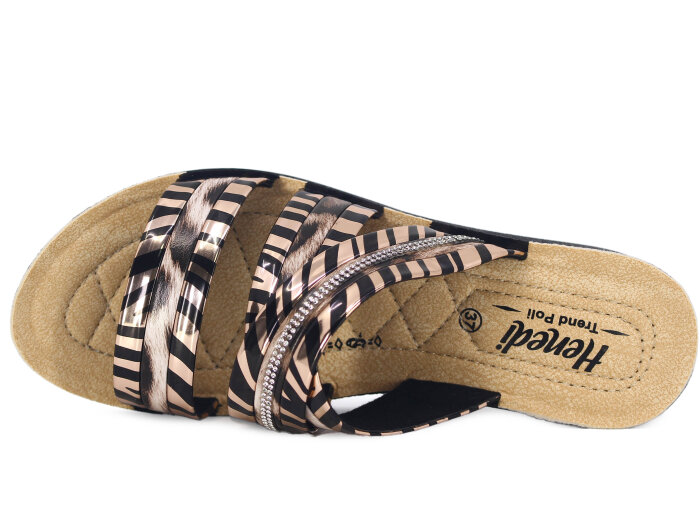 Henedi Zenne Z-3506 Geçmeli Taşlı Ayna Bantlı Kutulu Günlük Terlik Bakır - Henedi (1)