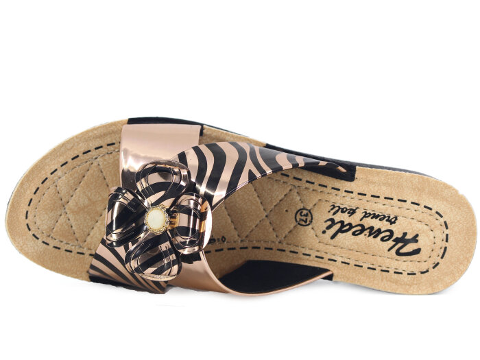 Henedi Zenne Z-3510 Çapraz Kutulu Günlük Terlik Bakır - 2