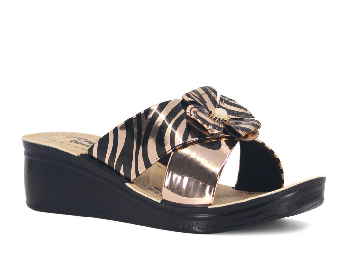 Henedi Zenne Z-3510 Çapraz Kutulu Günlük Terlik Bakır - 1