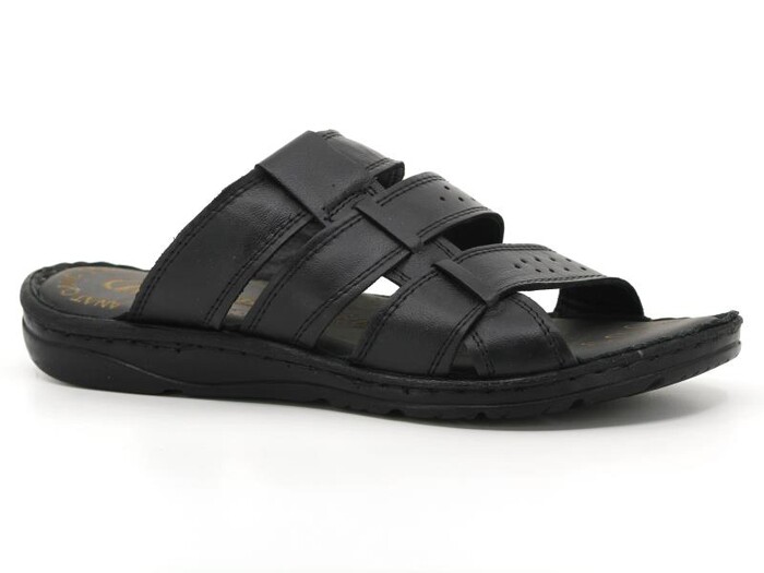 Hınıs Merdane 1030 Deri Günlük Terlik Siyah - 1