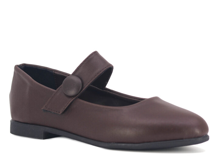 İmaj Zenne Düğmeli Babet Ayakkabı Kahve - 1