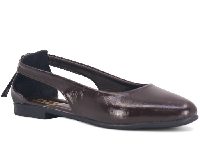 İmaj Zenne Fiyonklu Babet Ayakkabı Kahve Rugan - İmaj