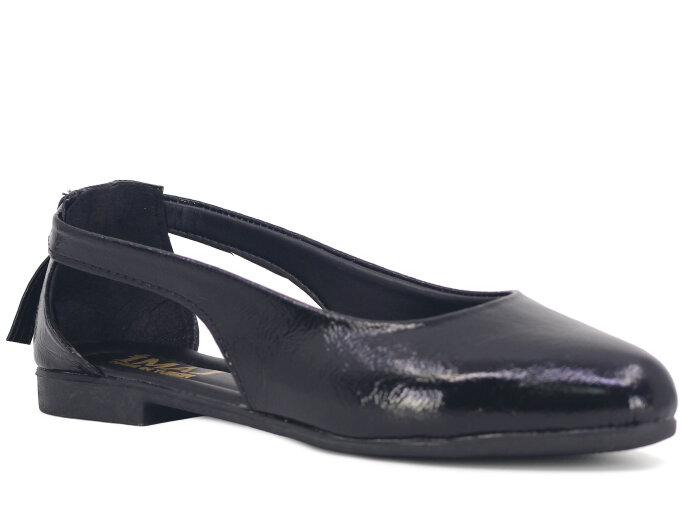 İmaj Zenne Fiyonklu Babet Ayakkabı Siyah Rugan - 1