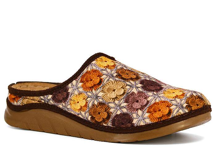 Jasmine Zenne 850-4 Kapalı Terlik Çiçekli Kahve - Jasmine