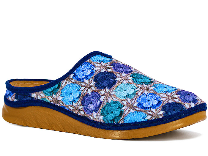 Jasmine Zenne 850-4 Kapalı Terlik Çiçekli Mavi - Jasmine
