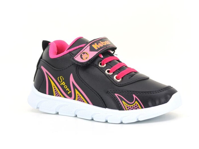 Kebss Filet 7229 Cilt Alevli Spor Ayakkabı Siyah - Fuşya