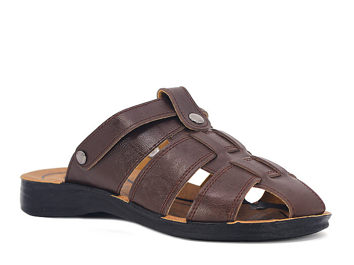 Kevser Merdane 523-B Kapalı Büyük Beden Döngülü Terlik Kahve - Kevser