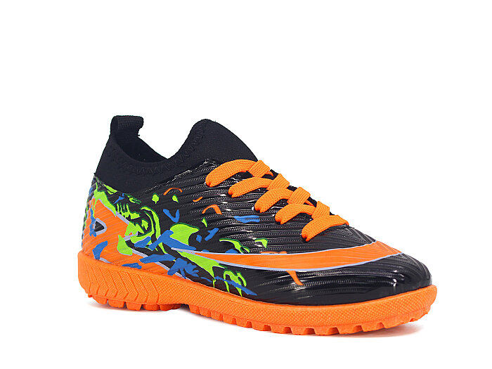 Lagoos Filet 2026 Renkli Taban Çoraplı Halı Saha Ayakkabısı Turuncu Rugan - Lagoos