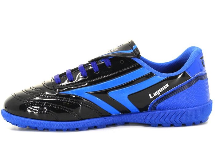 Lagoos Merdane H-2001 Renkli Taban Halı Saha Ayakkabısı Mavi Rugan - Thumbnail