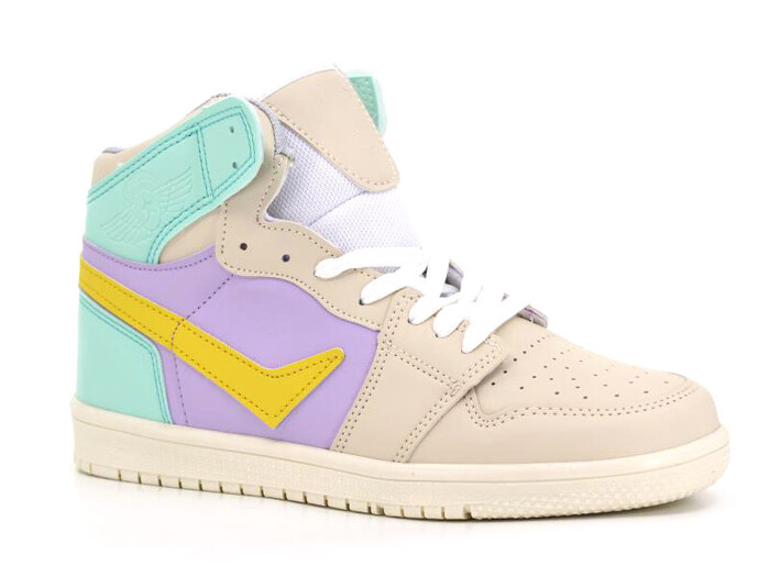 Lambırlent Garson 8070 Dank Cilt Spor Ayakkabı Krem - Lila - Sarı - 1