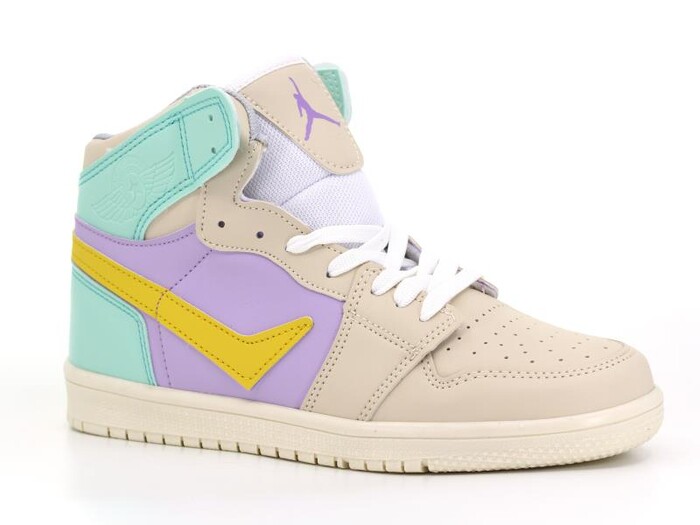 Lambırlent Garson 8070 Dank Cilt Spor Ayakkabı Krem - Lila - Sarı - 6