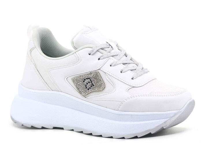 Lepons Zenne 0845 Simli Yazlık Spor Ayakkabı Beyaz - Gümüş - 1
