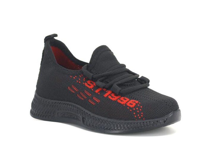 Lorans Filet A10/75 Triko Bağcıklı 12'li Spor Ayakkabı Siyah - Kırmızı