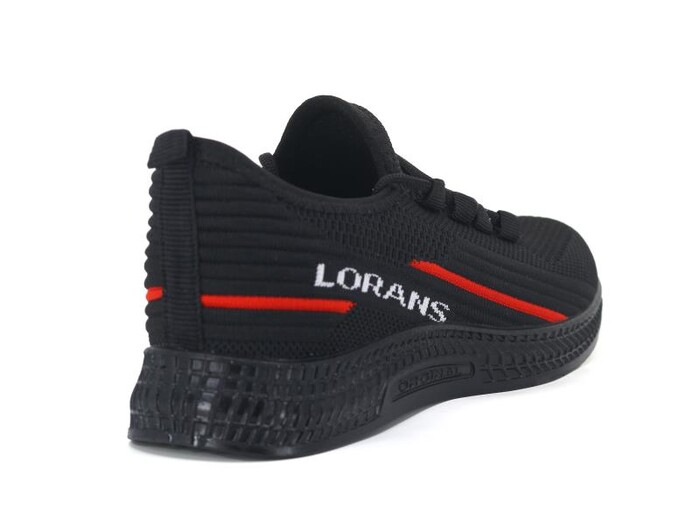 Lorans Merdane A10/54 Bağcıklı Triko 12 li Spor Ayakkabı Siyah - Kırmızı