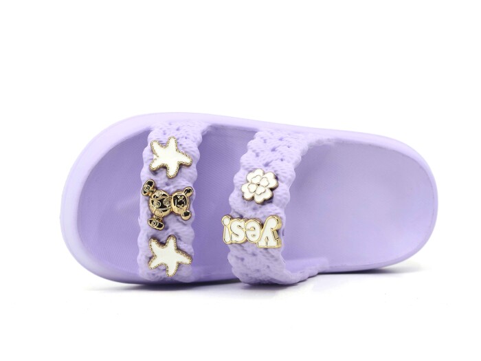 Lotus Filet Eva-33 Çift Bant Örgülü Taşlı Lux Eva Terlik Lila - Lotus (1)